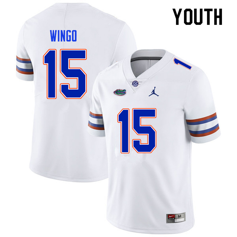 Youth #15 Derek Wingo Florida Gators College Football Jerseys Sale-White - Click Image to Close